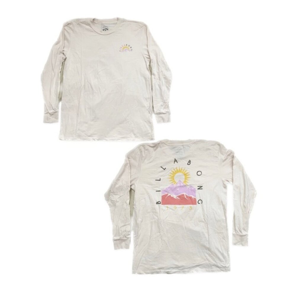 billabong | womens white graphic long sleeve surf skate hike outdoor top | sz xl - Picture 2 of 6
